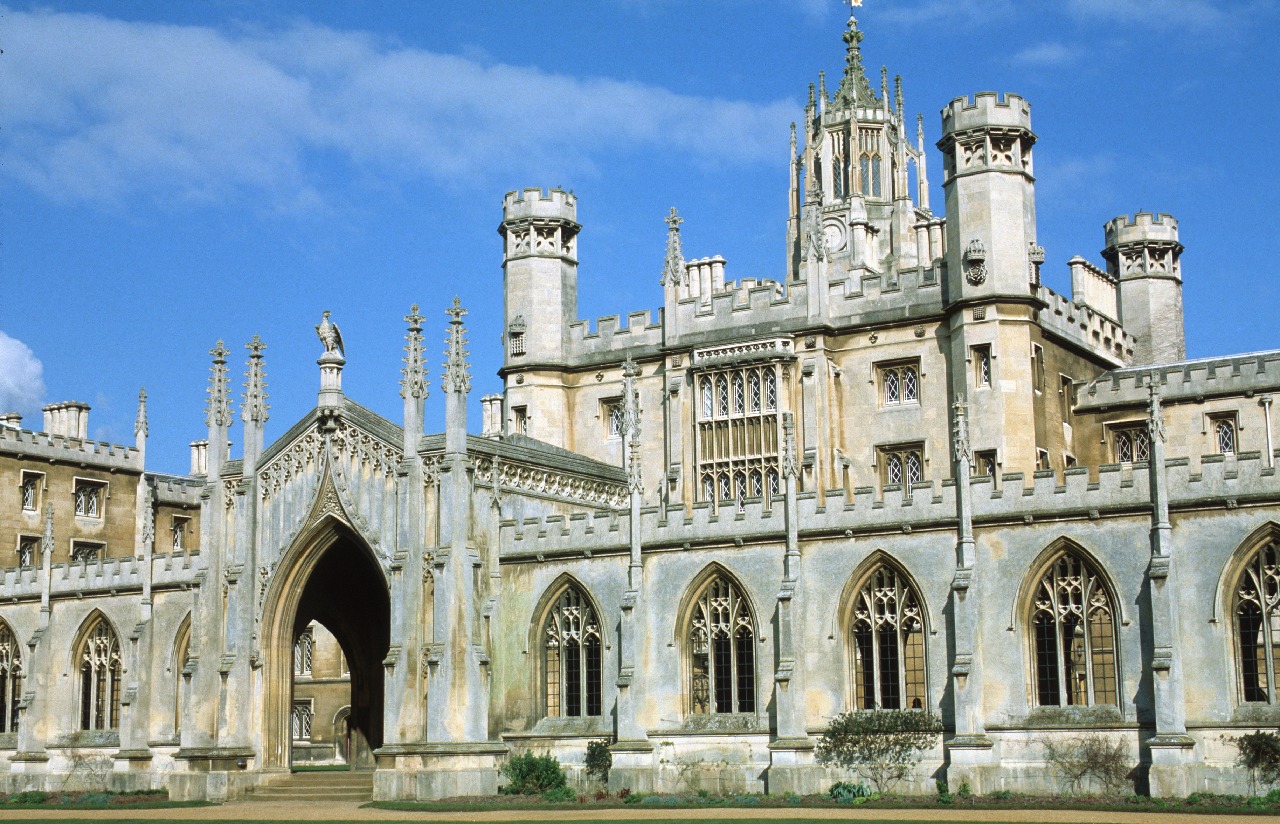 A large stone building.