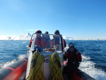A group of people boating