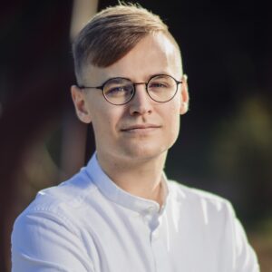 A man wearing glasses