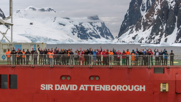 A ship on the side of a snow covered mountain