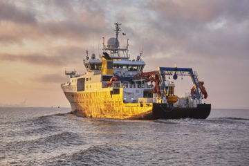A large ship in a body of water.