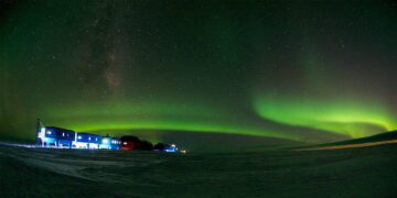 Aurora over Halley VI