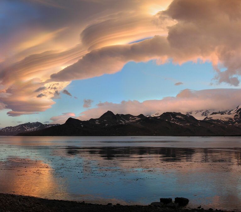 Lenticular clouds above South Georgia