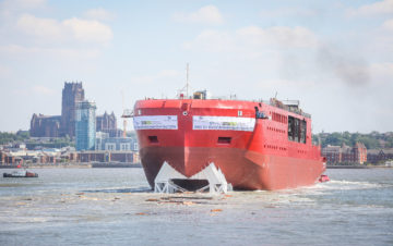 A large ship in a body of water.