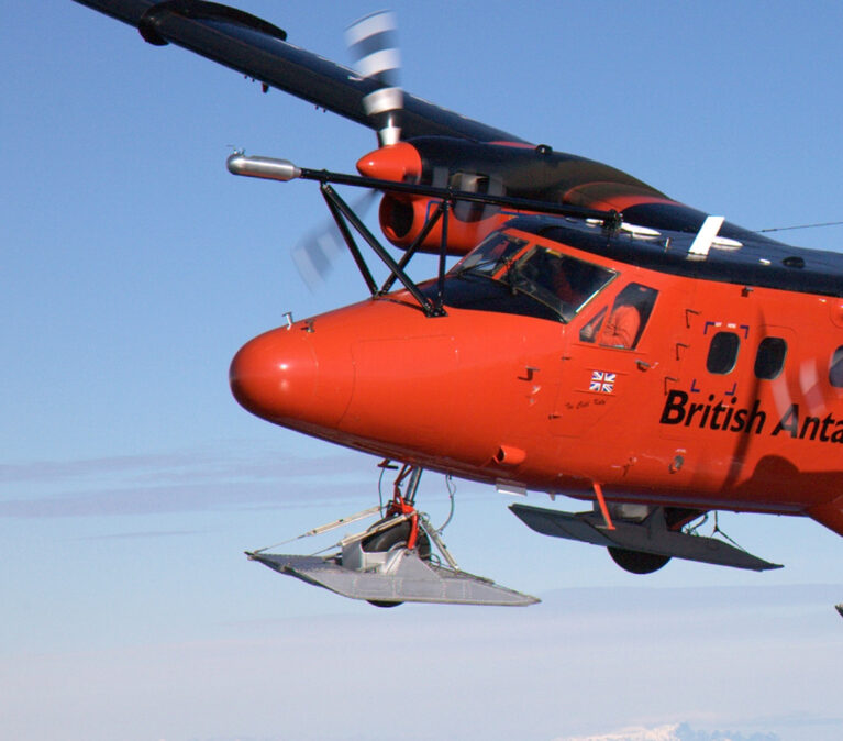 A twin otter aircraft doing airborne science