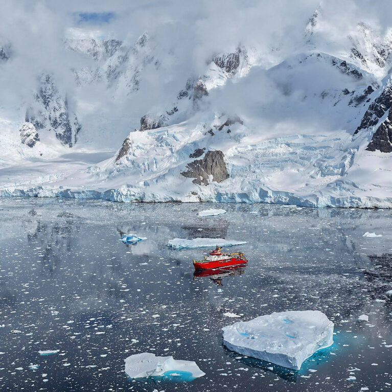 The RRS Sir David Attenborough in Antarctica